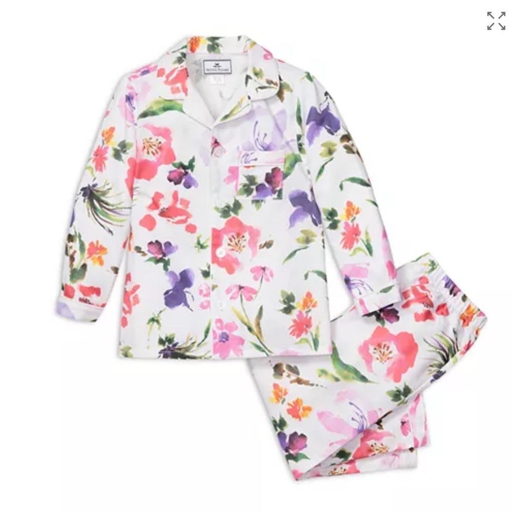 New Petite Plume 5 Gardens of Giverny Pajama Set Girl Kid Floral White SPJMCF105